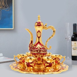 Turkish Tea Set, Vintage Turkish Coffee Set with Pot and 6 Cups for Home Decor