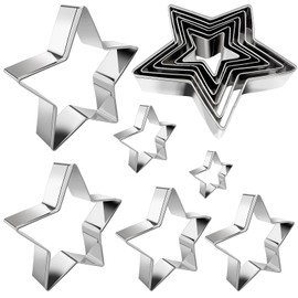 Star Cookie Cutter Set 6pcs Star Shaped Mold Metal Cookie Cutters Sandwiches Cutter Shapes Biscuit Mold for Kids Holiday Birthday Party