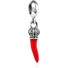 Red Enamel Chili Pepper Charm Pendant 925 Sterling Silver Bead Dangle fits European Style Bracelet