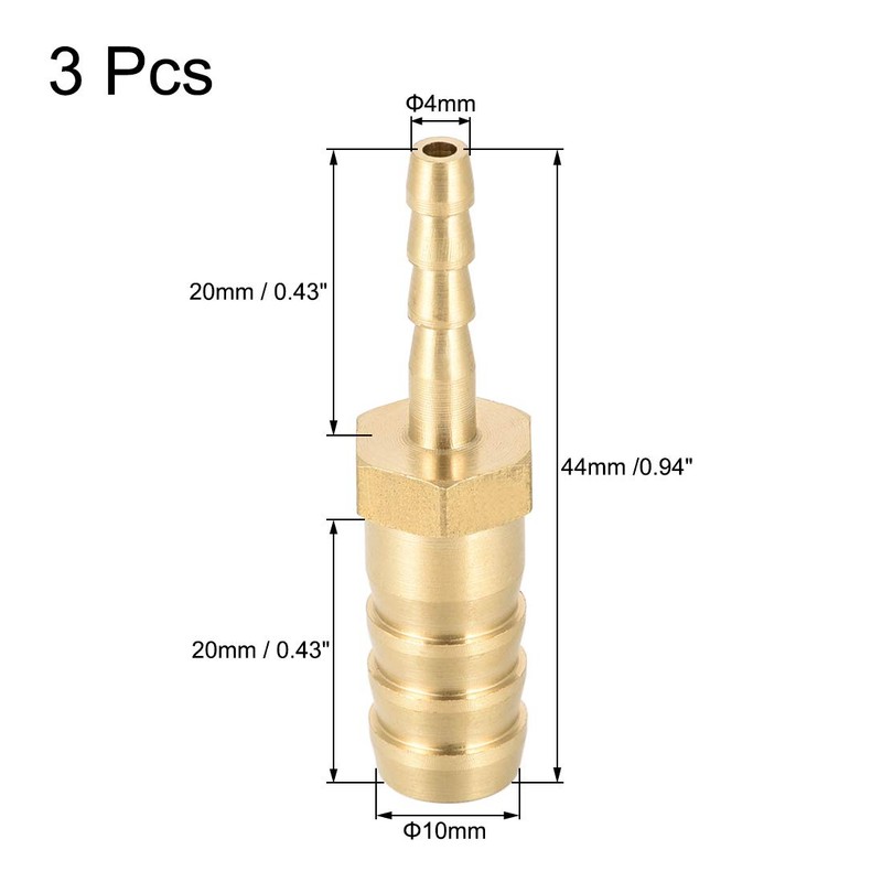 sourcing map Straight Brass Barb Fitting Reducer, Fit Hose ID