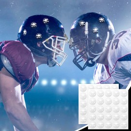 Skull Helmet Award Decals Football Baseball Helmet Stickers 1-1/9'' Vinyl Football Helmet Stickers Self Adhesive Baseball Hockey Softball Stickers(Clear Print White)