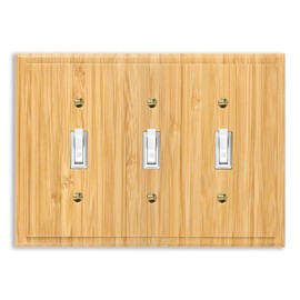Solid Wood Triple Toggle Light Switch Plate 4.8" X6.8" Wall Plate Bamboo Light Switch Cover Quality Raw Wooden Switch Plate Covers Decorative
