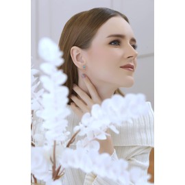 Rose Gold Flashed Sterling Silver 5mm Round Light Blue Stud Earrings for Women