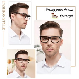 OCCI CHIARI Large Square Reading Glasses for Men 1.5 Strength Stylish Design Readers 1.00 1.50 2.00 2.50 3.00 3.50 4.00 5.00 6.00 (Black)