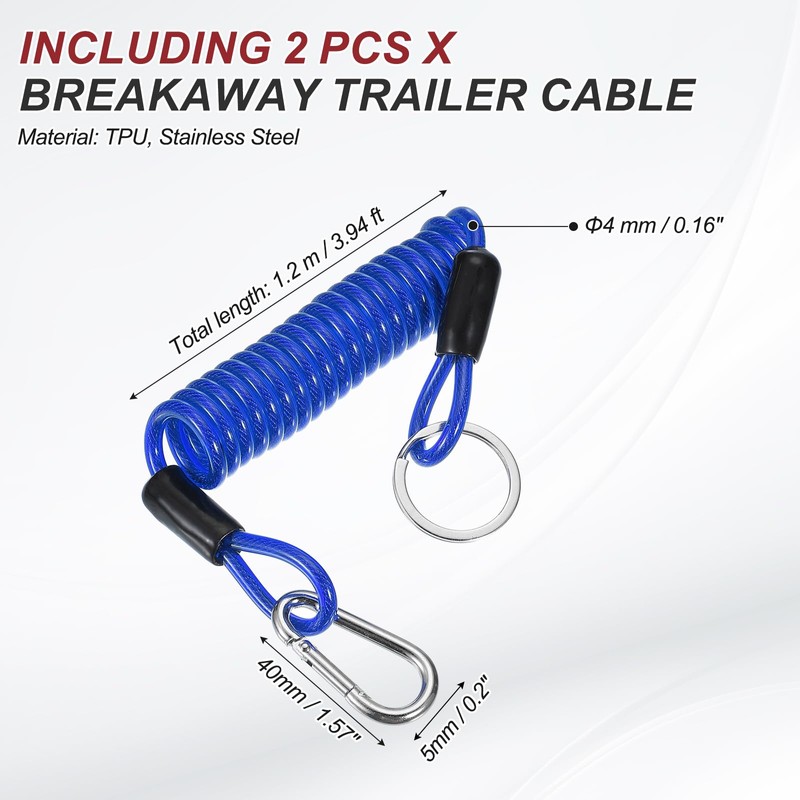 PATIKIL 3 ft Breakaway Trailer Cable,2 Pcs Trailer Brake Away