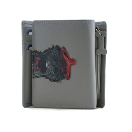 Maltipoo Cocos Tartan Hat Small Leather Trifold Wallet with Dog Motif RFID Protection 11 x 8.5 cm Black, Grey, S, Trifold, gray, S, Trifold