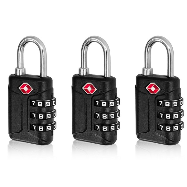 TRUEIN 3 Pack Suitcase Locks, 3-Digit TSA Approved Luggage Locks,