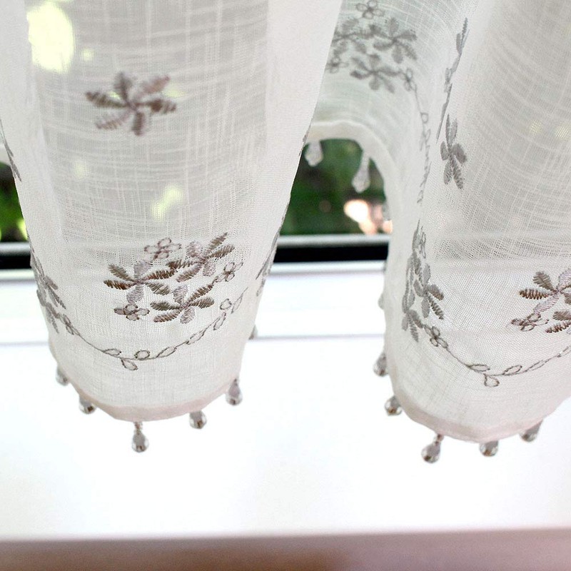 sunny day fabric Cafe Curtain Silver Approximately 49.2 x 25.6