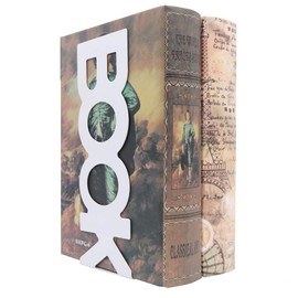 Fashion Simple Style Lengthways Vertical Book Pattern Nonskid Art Decorative Metal Solid Bookends for Home Office Study Book Shelf (White)