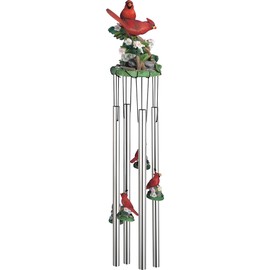 ICE ARMOR 23" Long Northern Cardinals Round Top Wind Chime Statue Sculpture Ornament Decoration Garden Decor Ideas for Housewarming, Holidays and Birthdays Great Collectible Addition
