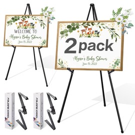 VAIIGO 63" Display Easel Stand - 2Packs Art Easels for Wedding Sign Poster Stand Folding Floor Adjustable Metal Black Easel Instant Tripod Easel for Painting Wedding Welcome Sign Stand