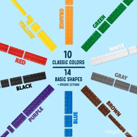 Play Platoon 1100 Pieces Building Bricks Set - 10 Classic Color Blocks - Bulk Building Blocks Compatible with Major Brands - 14 Different Shape Bricks - Includes Wheels, Tires, Axles, Windows & Door