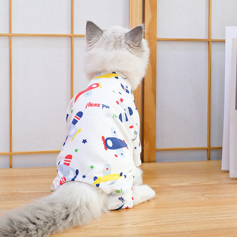 Cat Jumpsuit Cute Soft Breathable Lightweight Reduce Lost Hair Cotton