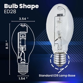 GRUOTVSZAK MH175/U/MOG MH E39 Mogul Base Metal Halide 175 Watt Dusk to Dawn Bulb 4000K 14000lm ANSI Code M57 ED28 Clear Bulb 3 Pack