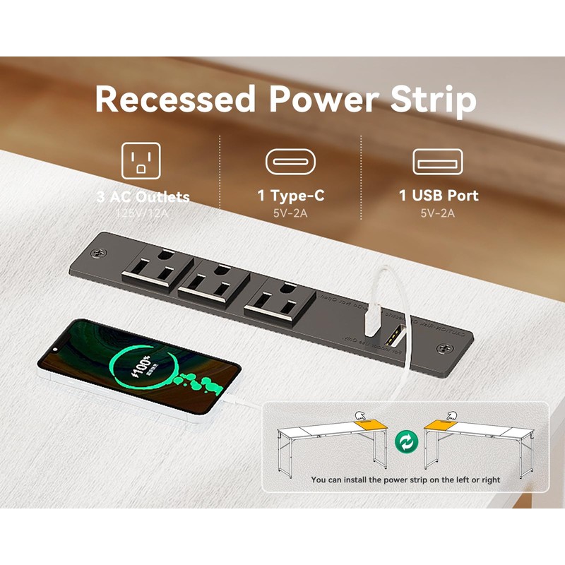 Coleshome 71 Inch Computer Desk with USB Ports, Large Office