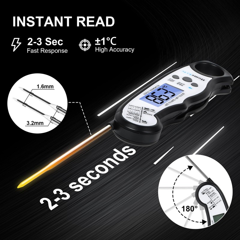 HomeLyfe Digital Meat Thermometer, IPX7 Waterproof Instant Read Food Thermometer