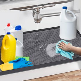 Cheer Collection Silicone Under Sink Mat - Waterproof Cabinet Liner for Kitchen, Leak Proof, Easy Clean, Non-Slip Drip Tray, Protects Cabinets from Spills, Leaks & Stains, 22x34