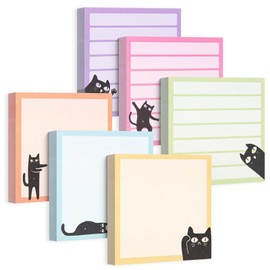 Wonninek Post-it Super Sticky Notes Cat Pattern Cute Cube Notes 76×76mm 80 Sheets×6 Packs