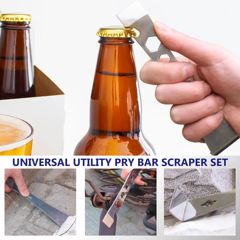 STAHONE 2-Piece Stainless Steel Pry Bar Scraper Set - 9-1/2"