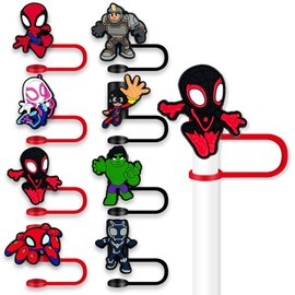 8Pcs Cartoon Softball Medical Cheer Dog Straw Covers Cap for Tumblers Cup, 10mm Teeth Ballet Straw Topper, Silicone Straw Tip Covers for Drinking Straws (H)