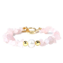 MILAKOO Chip Bracelet with Real Pearls for Women Natural Gemstone Bangle Women Crystal Bracelet, Rubber, No gemstone