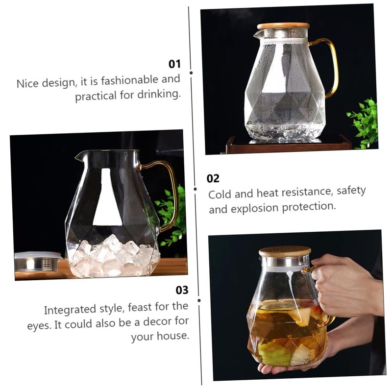 GRIRIW Practical Cold Kettle Glass Water Pitcher Tea Infuser Heat