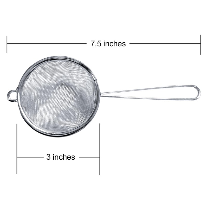 Cuisinox Fine Mesh Strainer, Stainless Steel with Handle, 3" x