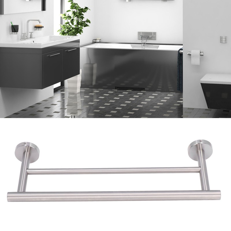 Double Bath Towel Bar Modern Style Stainless Steel Towel Holder