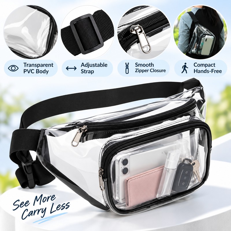 Transparent Waist Bag Clear Sling Belt Bag – PVC Crossbody