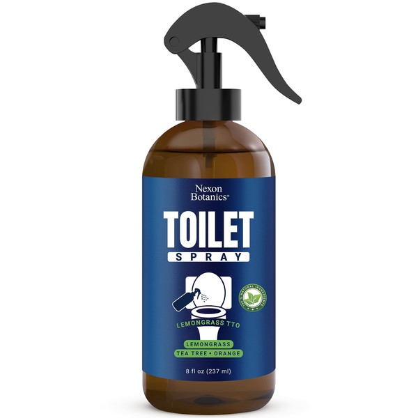 Lemongrass Tea Tree Toilet Spray 8 fl oz - Before You Go Toilet Spray for Poop - Bathroom Poop Spray for Toilet - Air Freshener Spray - Travel Size from Nexon Botanics