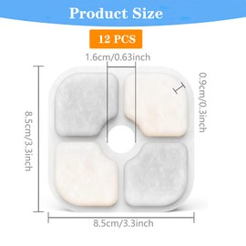 12 PCS Cat Water Fountain Filter, Cat Fountain Filters Sponge, Cat Water Filter Replacement, Triple Filtration System for PIXI Pet Cat Dog Water Dispenser