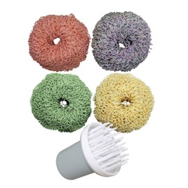 Fibras especiales para sartenes de teflón, ollas y cazuelas - No rayan - No acumulan malos olores (humedad) ni gérmenes - Kit de nanofibras JHK para limpiar y tallar con agarradera corta - Ideales para vajillas, ollas, sartenes y más - Larga vida útil - 