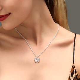 Aneneiceera Boho Butterfly Necklace Choker Silver Chain Drop Tiny Silver Butterfly Pendant Necklace Minimalist Charm Fashion Jewelry Gift for Women and Girls