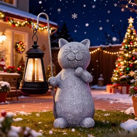 Qeeman Garden Decor Statues: Mothers Day Birthday for Mom Grandma Women Sister Wife Lady Lover - Front Patio Balcony Yard Art Lawn Ornaments Porch Outdoor Outside Decorations (Cat)