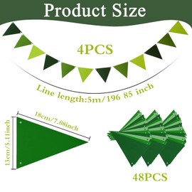 Wimpelkette Outdoor Wetterfest - Grün, 4 x 2m Jute-Girlande mit 12 Wimpeln pro Stück (48 Stück total) | Outdoor-Girlanden für Geburtstagsfeier, Gartenparty & Camping