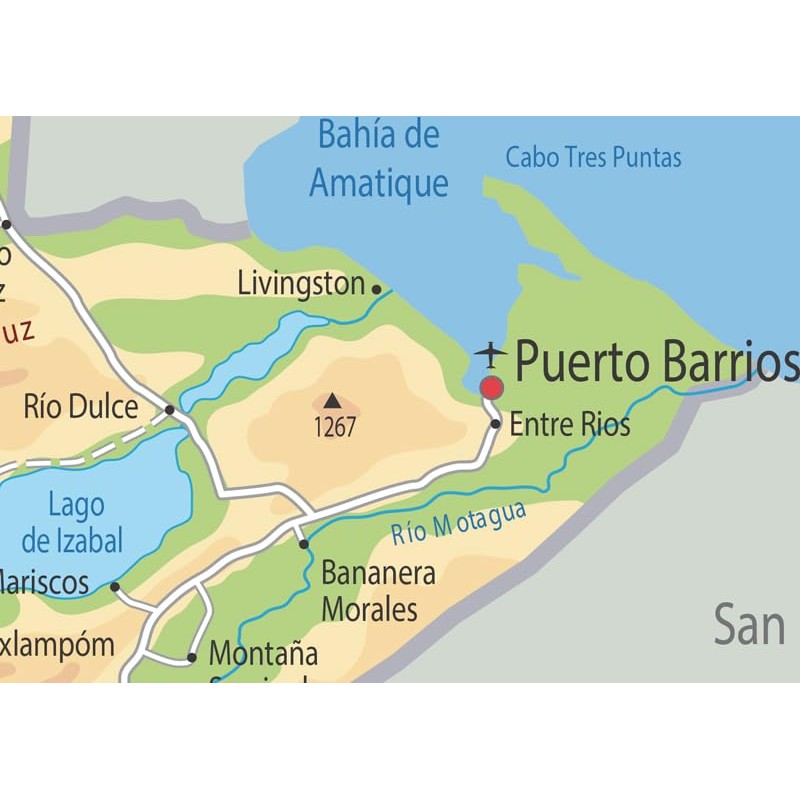 Guatemala Physical Map - 23.3 x 16.5 Inches - Paper