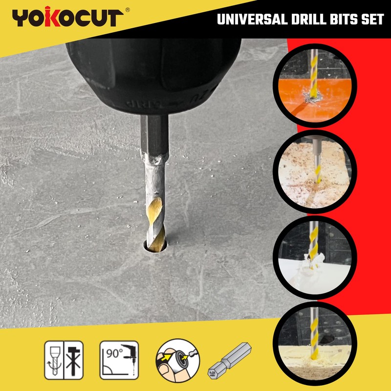 YOKOCUT Universal Drill Bit Set Professional 7-Piece Multifunctional Drill Bit