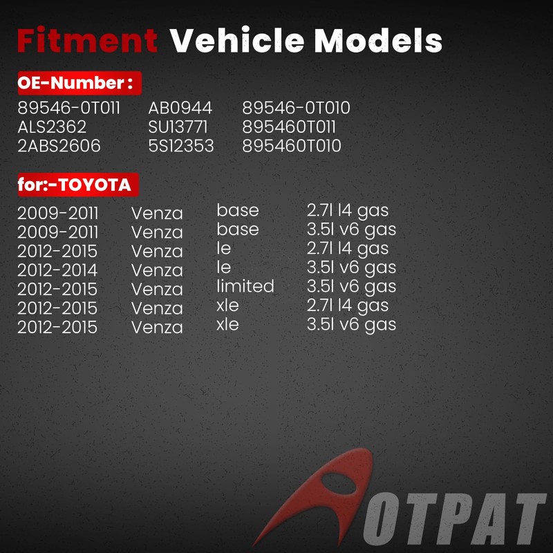 AOTPAT Rear Left ABS Wheel Speed Sensor for:-Toyota Venza Base