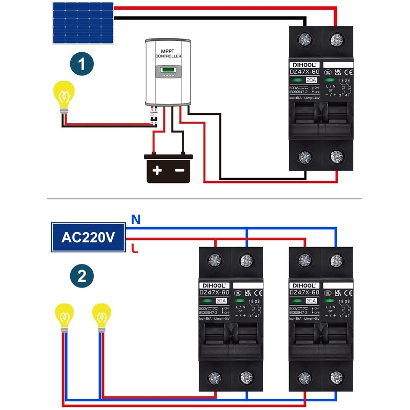 DC Isolator Switch 12 V 24 V Solar PV Circuit
