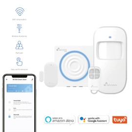 Nivian Alarmanlage für Haus und Geschäft ohne monatliche Gebühren | WLAN-Alarm-Set mit Fernbedienung über Tuya App | SOS-Funktion | einfache Installation ohne Kabel
