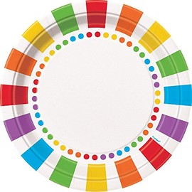 Unique Rainbow Party Dinner Plates, 8ct