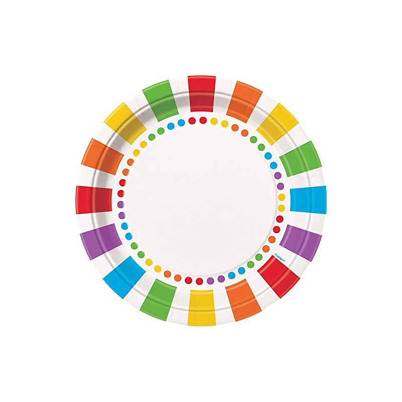 Unique Rainbow Party Dinner Plates, 8ct