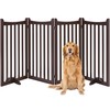 Yaheetech 36" H Extra Tall Freestanding Pet Gate 4-Panel Wooden Dog Fence with 2 Support Feet Folding Dog Gate for Indoor, Stairs, Doorway, Halls, Kitchen Wooden Pet Barrier Espresso, 79.5" L x 36" H
