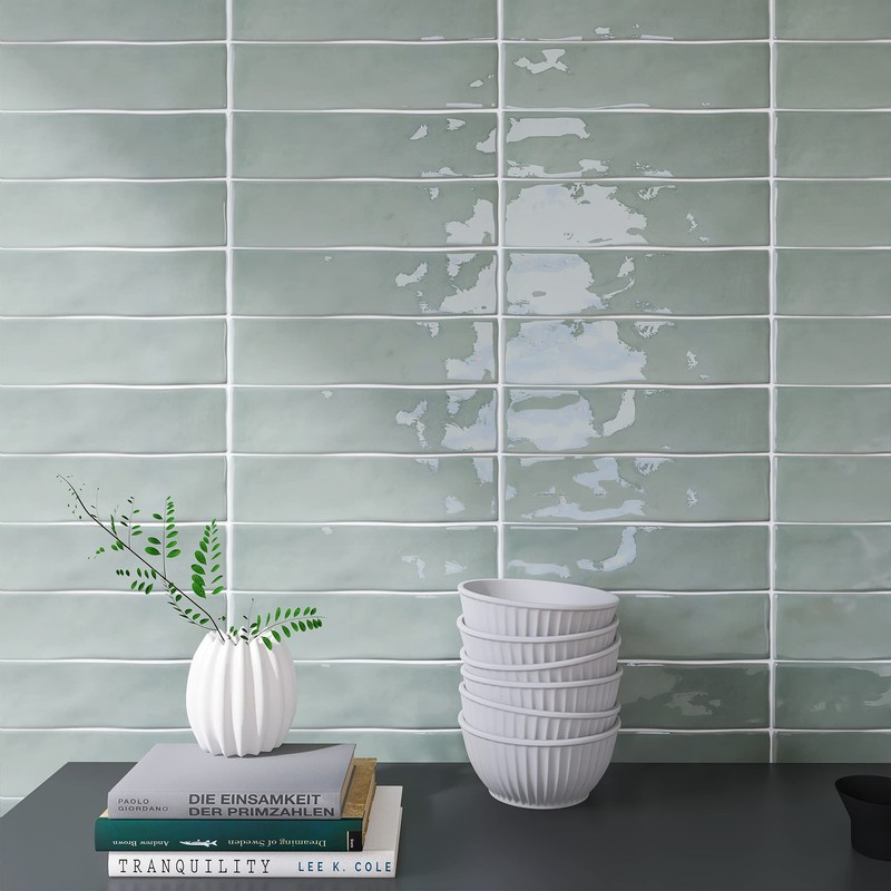 KE-JAS KEZMA - Green Handmade Ceramic Wall Tile 3 in.