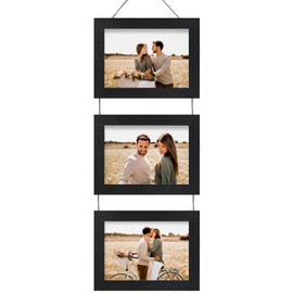 Rexllon 5x7 Wall Hanging Picture Frames Collage with 3 Opening Black Frames
