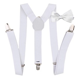 BUZZxSELECTION LBT017 Men's Suspenders Y-Shaped Rubber Casual Formal Bow Tie Set
