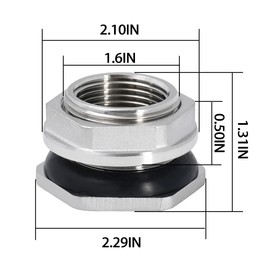 Beduan 1" Female Bulkhead Water Tank Connector Stainless Steel Thru-bulk Fitting