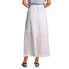 EELOTILE Womens Pure Linen Maxi Skirt Elastic Drawstring Back Slit