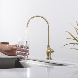 Delle Rosa Brushed Gold Drinking Water Faucet, Commercial Water Filtration Faucet for Under Sink Water Filter System,Solid Brass Drinking Water Purifier Faucets,Brushed Gold(Deep Gold)