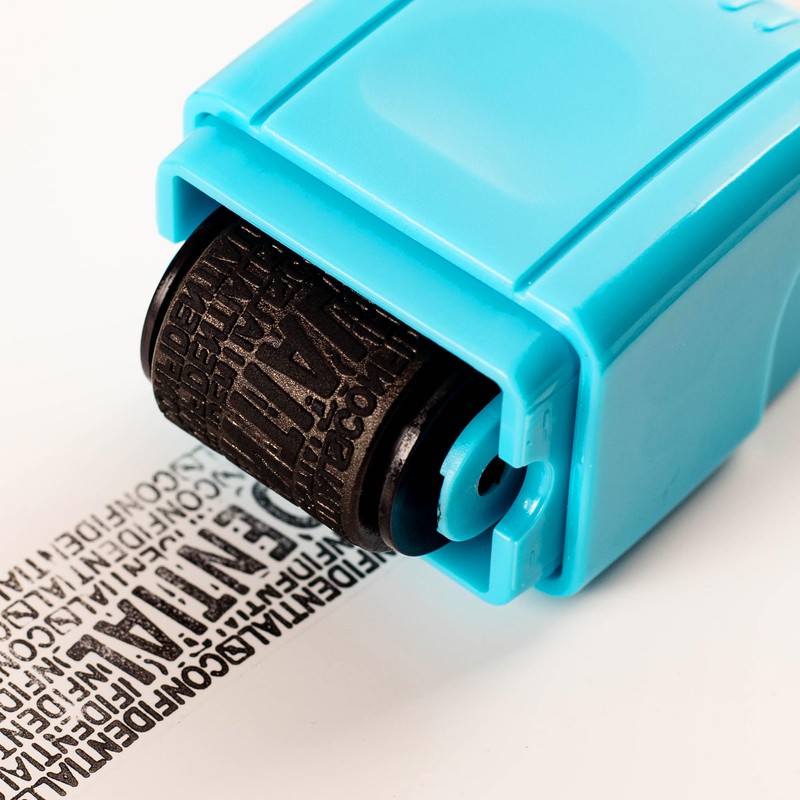 HONGCI Privacy ID Address Blocker Stamp, Blue, Rectangular, Roller Stamp,